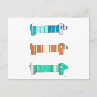 3 Dachshundカラー勉強#1はがき ポストカード