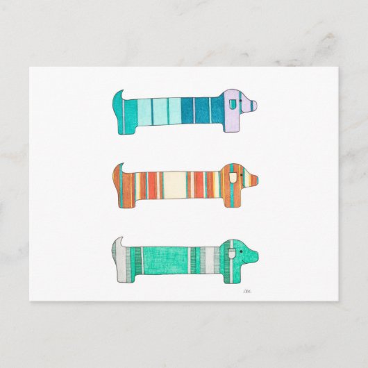 3 Dachshundカラー勉強#1はがき ポストカード (正面)