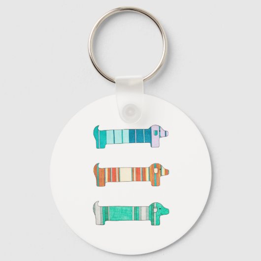 3 Dachshundカラー勉強#1キーチェーン キーホルダー (正面)