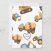 3 & Diggin It, Construction Vehicle 3rd Birthday 招待状 (裏面)