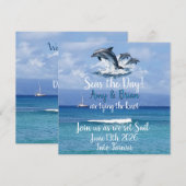 3 Dolphins Ocean Wedding Invite Seas the Day セーブザデート (正面/裏面)
