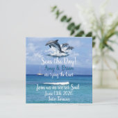 3 Dolphins Ocean Wedding Invite Seas the Day セーブザデート (スタンド正面)