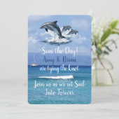 3 Dolphins Ocean Wedding Invite Seas the Day 招待状 (スタンド正面)