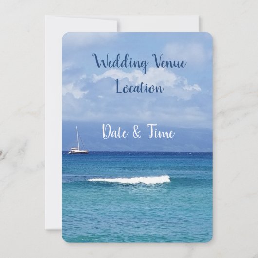 3 Dolphins Ocean Wedding Invite Seas the Day 招待状 (裏面)