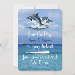 3 Dolphins Ocean Wedding Invite Seas the Day 招待状