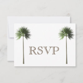 3 Entree Tropical Palm treeメニューRSVP結婚's Card 招待状