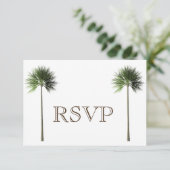 3 Entree Tropical Palm treeメニューRSVP結婚's Card 招待状 (スタンド正面)