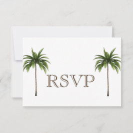 3 Entree Tropical Palm treeメニューRSVP結婚's Card 招待状