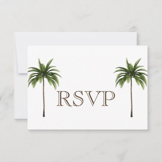 3 Entree Tropical Palm treeメニューRSVP結婚's Card 招待状 (正面)