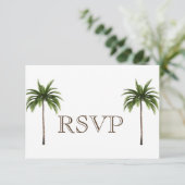 3 Entree Tropical Palm treeメニューRSVP結婚's Card 招待状 (スタンド正面)