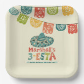 3-Esta Personalized Sombrero Birthday Party ペーパープレート (正面)