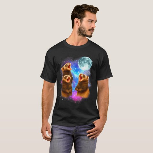 3 Ferret Moon Howling Ferrets Funny For Men, Women Tシャツ (正面フル)