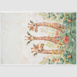 3 Giraffe Decompage紙水色 薄葉紙