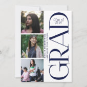 3 Grad Photo Collage for Grad Party Celebration 招待状 (正面)