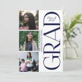 3 Grad Photo Collage for Grad Party Celebration 招待状 (スタンド正面)