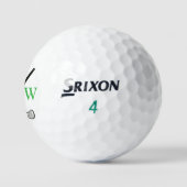 3 Green Initial Letters Crossed Clubs Monogram ゴルフボール (ロゴ)