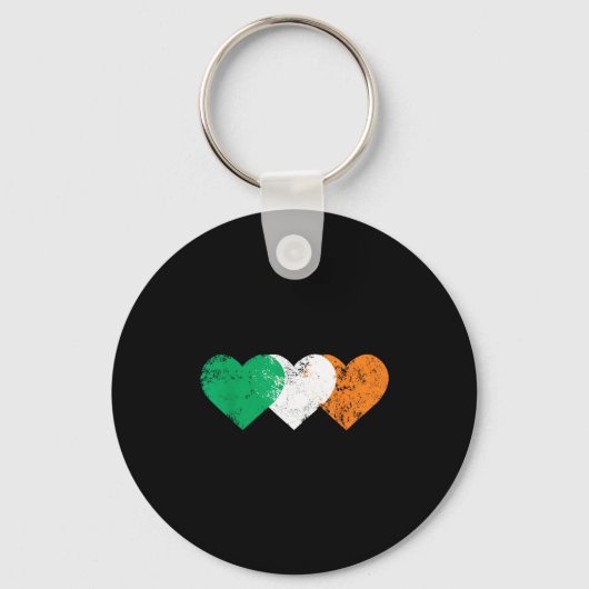 3 Hearts Ireland Flag St. Patricks Day Irish Flags キーホルダー (正面)
