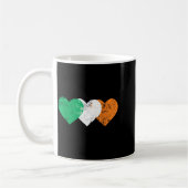3 Hearts Ireland Flag St. Patricks Day Irish Flags コーヒーマグカップ (左)