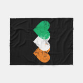 3 Hearts Ireland Flag St. Patricks Day Irish Flags フリースブランケット (正面(横))
