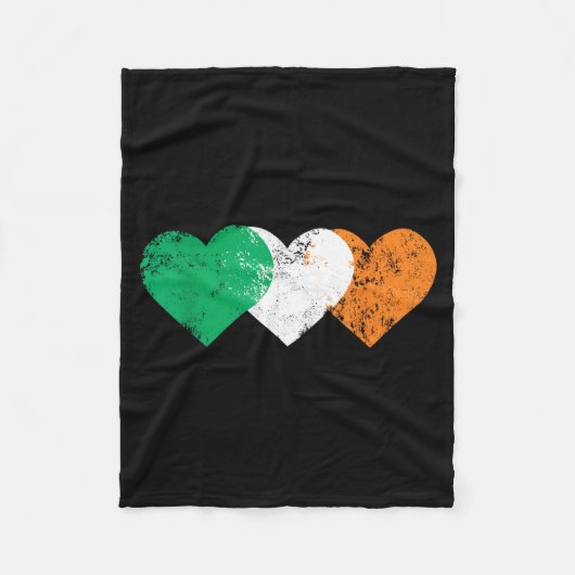 3 Hearts Ireland Flag St. Patricks Day Irish Flags フリースブランケット (正面)