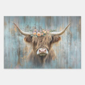 3 Highland Cow Charm Wrapping Paper for Decoupage  ラッピングペーパーシート (正面3)