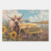 3 Highland Cow Charm Wrapping Paper for Decoupage  ラッピングペーパーシート (正面)