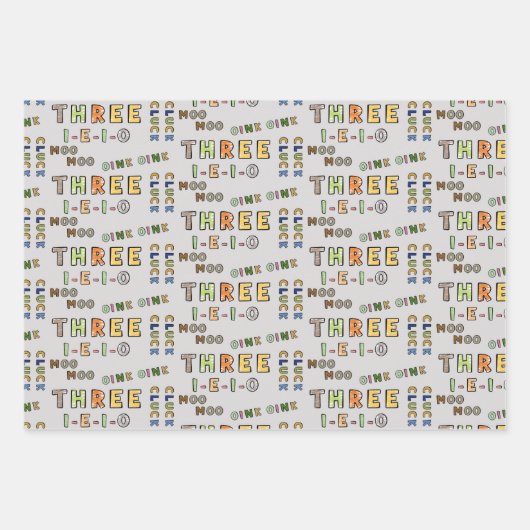 3-i-e-i-o誕生日の写真とファームテーマ ラッピングペーパーシート (正面)