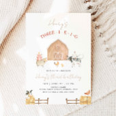 3-I-E-I-O農業動物3rd誕生日ベージュバーン 招待状