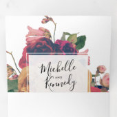 3 in 1アンティークバラヴィンテージボヘミアン結婚ズ 三つ折り案内状 (内部最初)