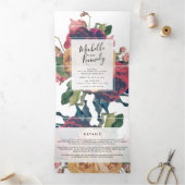 3 in 1アンティークバラヴィンテージボヘミアン結婚ズ 三つ折り案内状 (内部)