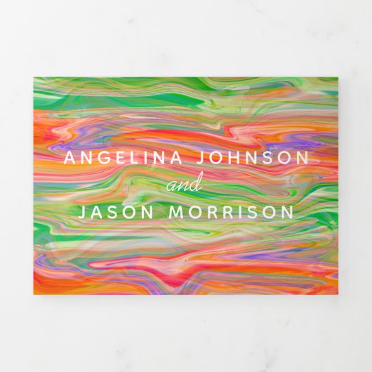 3 in 1オレンジ色の写真結婚の 三つ折り招待状 (カバー)