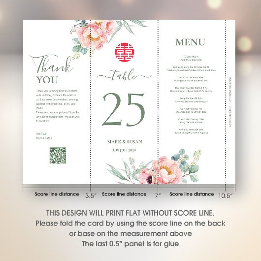 3 in 1テーブル番号、メニューとサンキューカード