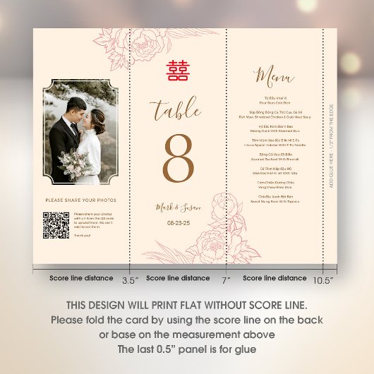 3 in 1表番号、メニューおよび写真カード