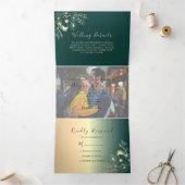 3 in 1 エメラルドグリーンのウェディングトリフォールド招待状 三つ折り招待状 (内部)