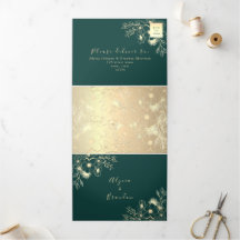 3 in 1 エメラルドグリーンのウェディング トリフォルド インビテーション