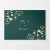 3 in 1 エメラルドグリーンのウェディング トリフォールド インビテーション (カバー)