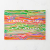 3 in 1 オレンジ フォト ウェディング 三つ折り招待状 (カバー)