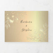 3 in 1 ゴールド写真 ウェディング トリフォールド インビテーション (カバー)