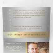 3-in-1 シルバーとゴールドの写真 ウェディング 三つ折り招待状 (内部最初)