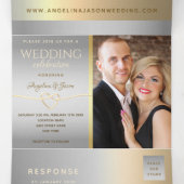 3-in-1 シルバーとゴールドの写真 ウェディング 三つ折り招待状 (内部中)