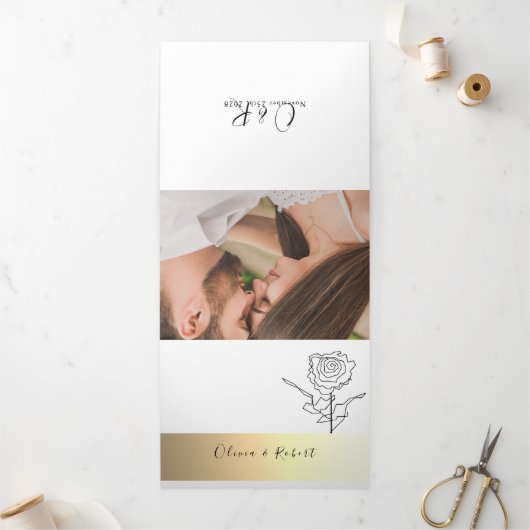 3 in 1 シンプルフォト 結婚式 三つ折り招待状 (外部)