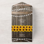 3 in 1 ラスティックひまわりウェディング オールインワン招待状 (外側)