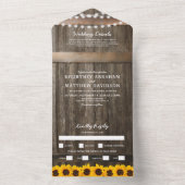 3 in 1 ラスティックひまわりウェディング オールインワン招待状 (内側)