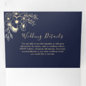 3 in 1 ローズゴールドとネイビーの結婚式 三つ折り招待状 (内部最初)