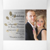 3 in 1 Silverと金ゴールドフォト結婚ズ 三つ折り招待状 (内部中)