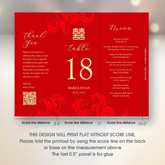 3 in 1 Table number, Menu & thank you card
