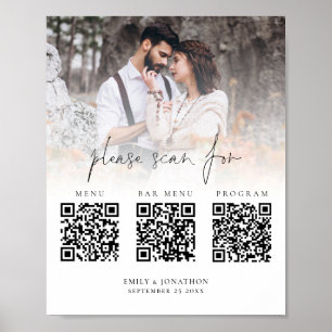 3 in One Qrコードメニューバープログラムフォト結婚ズ ポスター