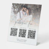 3 in One Qr Codesバーメニュープログラム写真結婚の 台座サイン (正面)