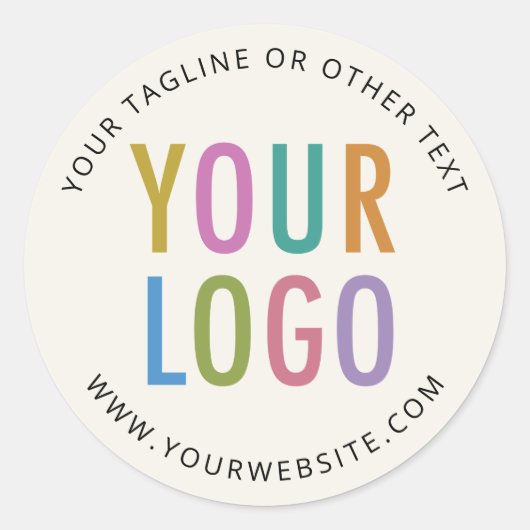 3 Inch Round Stickers Custom Business Logo Ecru ラウンドシール (正面)