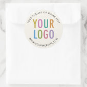 3 Inch Round Stickers Custom Business Logo Ecru ラウンドシール (バッグ)